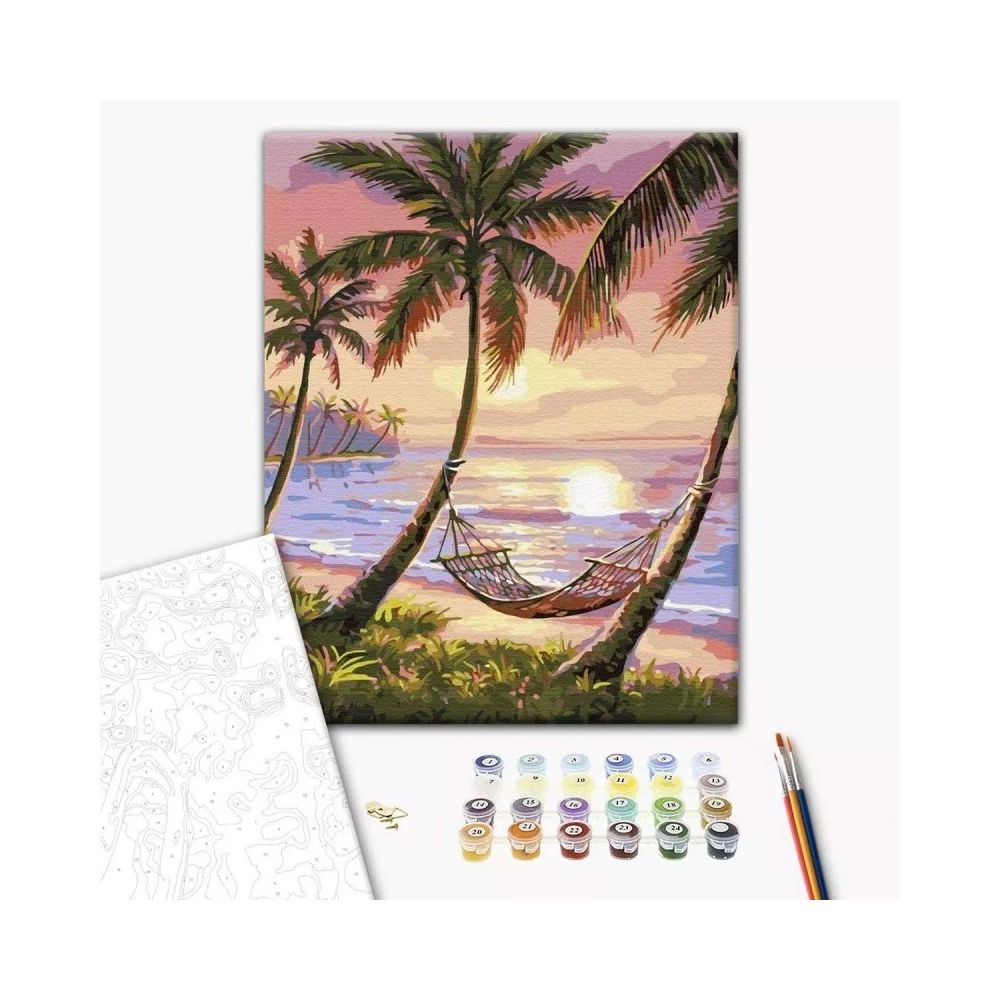 Рисуване по номера BrushMe, с подрамка, PARADISE CORNER/Хамак, 40x50 см