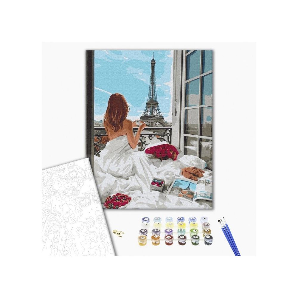 Рисуване по номера BrushMe, с подрамка, PARIS MORNING/Парижко утро, 40х50 см