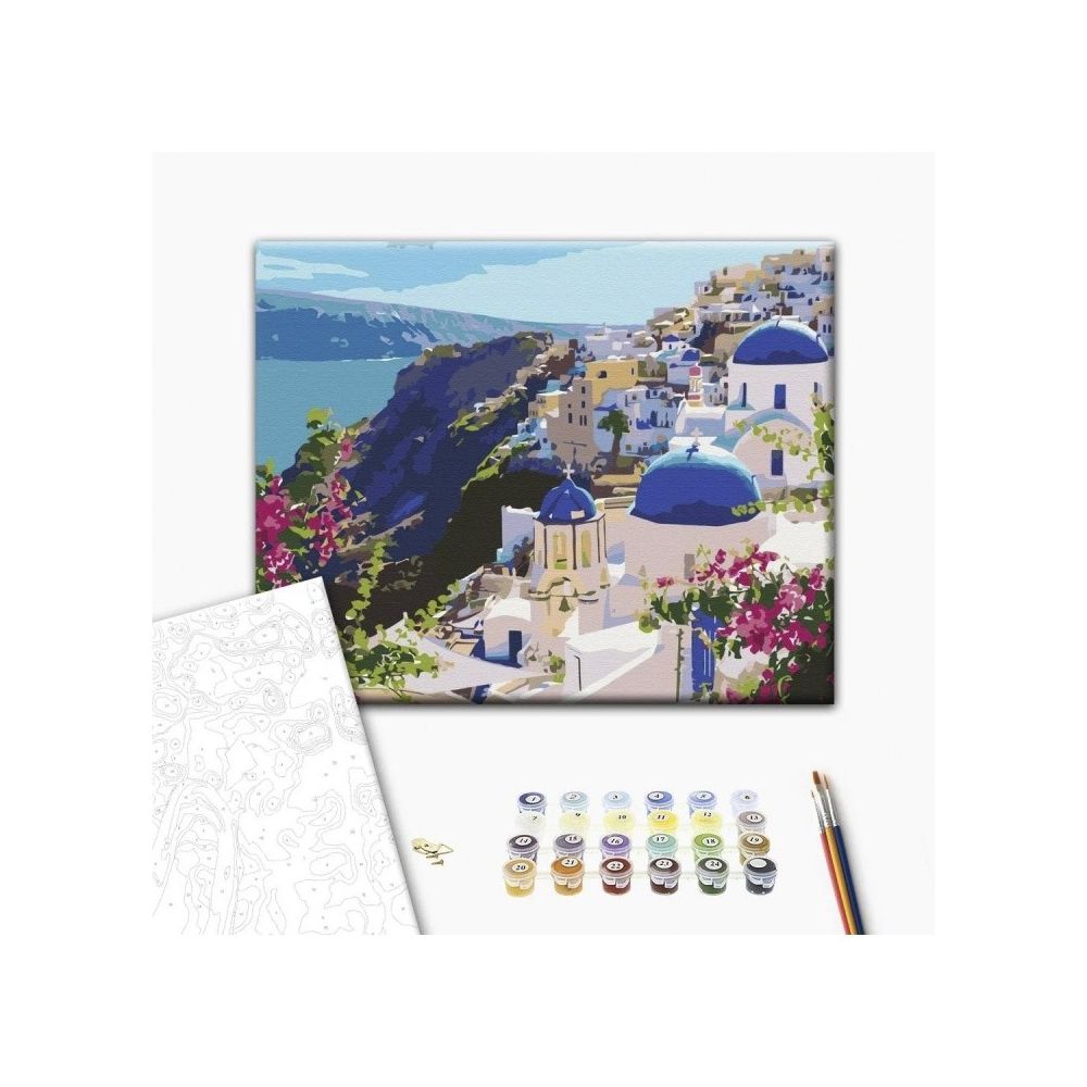 Рисуване по номера BrushMe, с подрамка, SANTORINI LANDSCAPE/Санторини, 40х50 см
