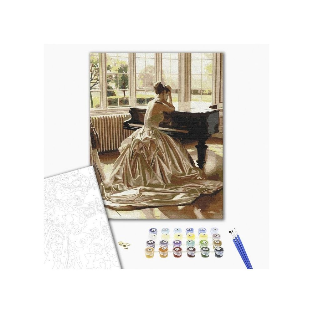 Рисуване по номера BrushMe, с подрамка, SENSUAL PAUSE/Пианистка, 40х50 см