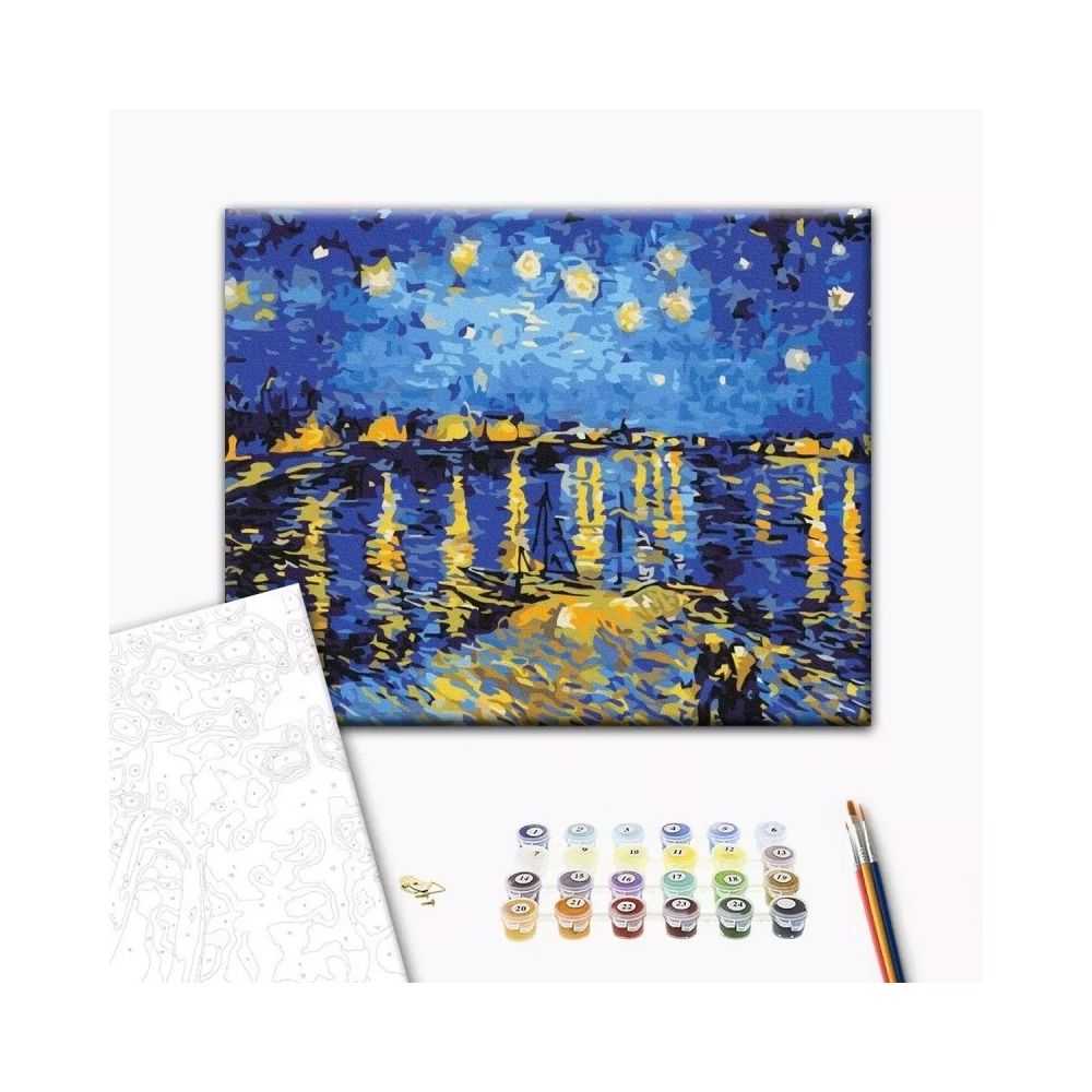 Рисуване по номера BrushMe, с подрамка, STARRY NIGHT OVER THE RHONE/Звездна нощ, 40x50 см
