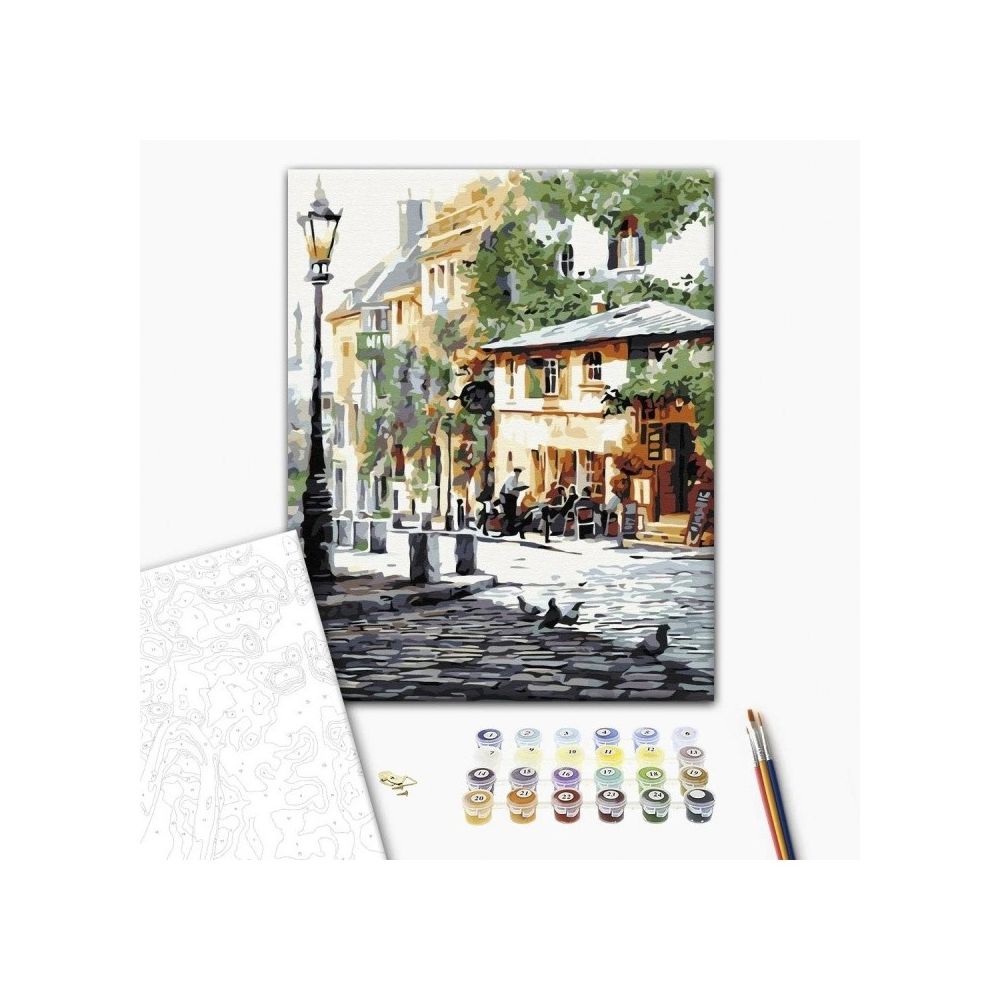 Рисуване по номера BrushMe, с подрамка, SUMMER CAFE/Площад, 40x50 см