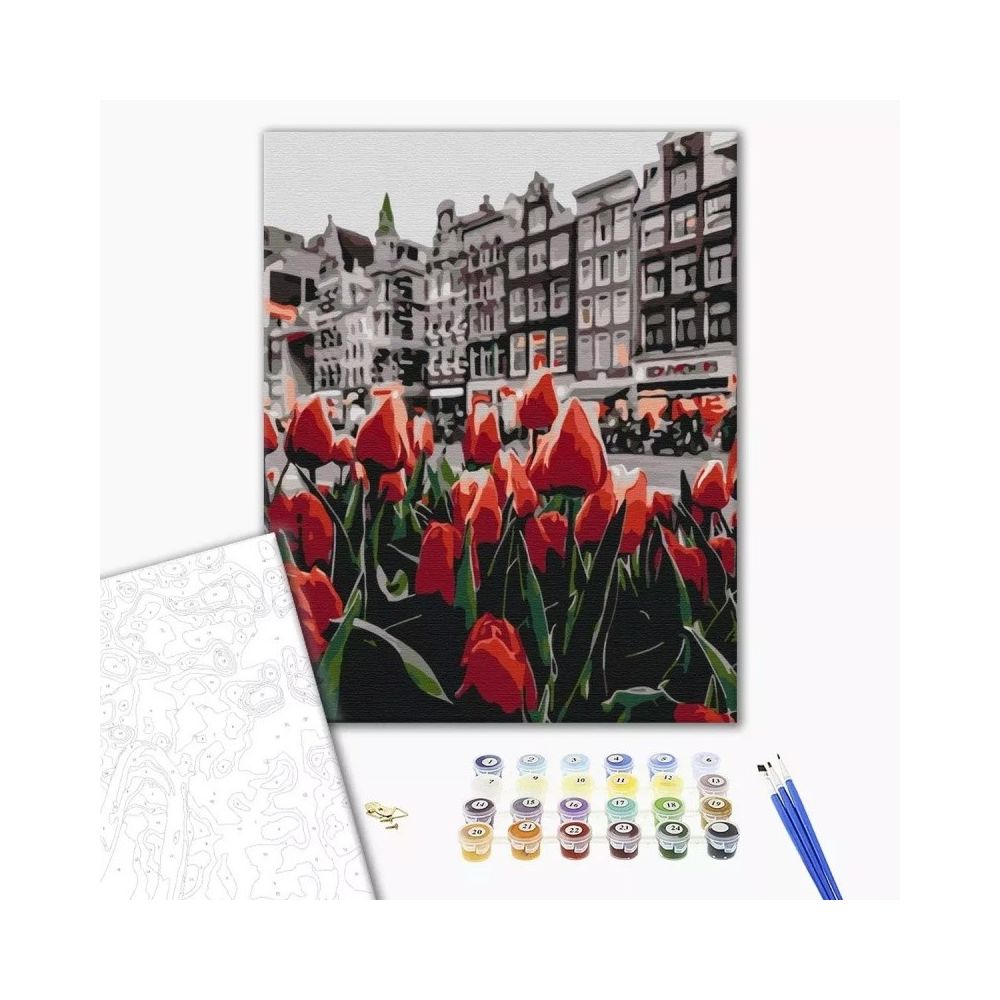 Рисуване по номера BrushMe, с подрамка, TULIPS AMSTERDAM/Лалета в Амстердам, 40x50 см