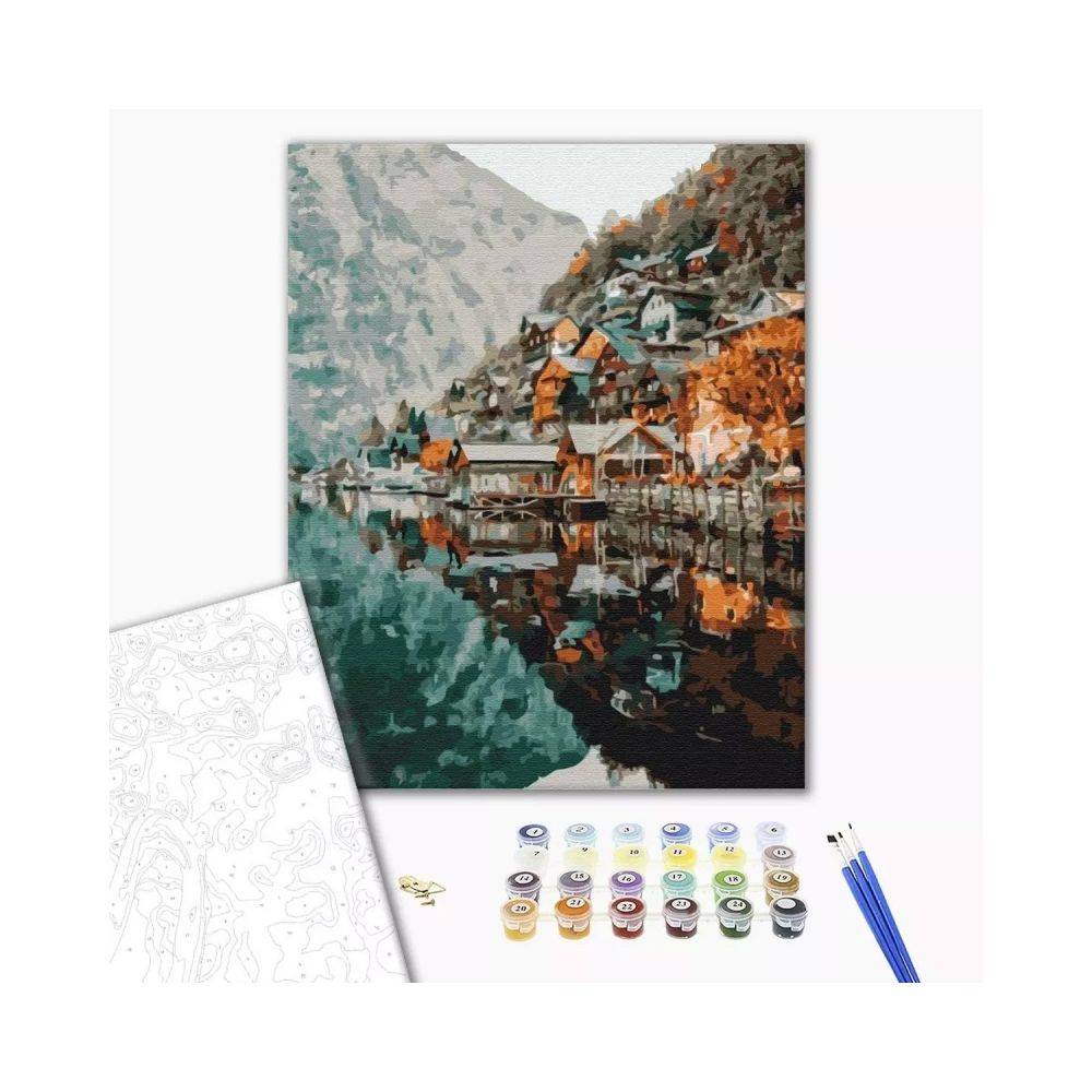 Рисуване по номера BrushMe, с подрамка, VIEW OF GELSTATT/Зимен пейзаж, 40x50 см