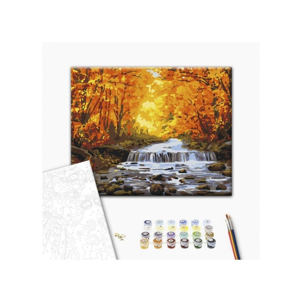Рисуване по номера BrushMe, с подрамка, WATERFALL IN AUTUMN/Есенен водопад, 40х50 см