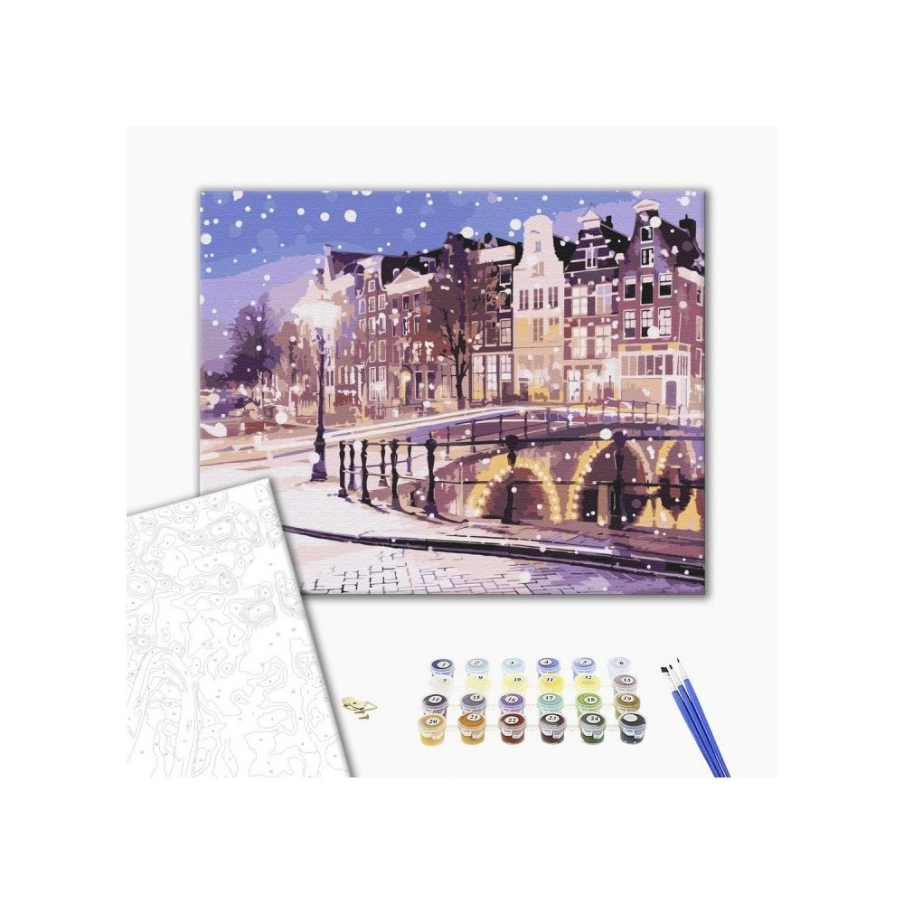 Рисуване по номера BrushMe, с подрамка, WINTER AMSTERDAM/Зимен Амстердам, 40х50 см