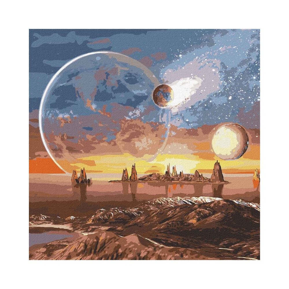 Рисуване по номера IDEYKA METALLIC, с подрамка, COSMIC DESERT/Космически пейзаж, 50х50 см