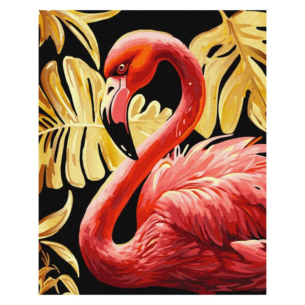 Рисуване по номера IDEYKA METALLIC, с подрамка, ELEGANT FLAMINGO/Фламинго, 40х50 см