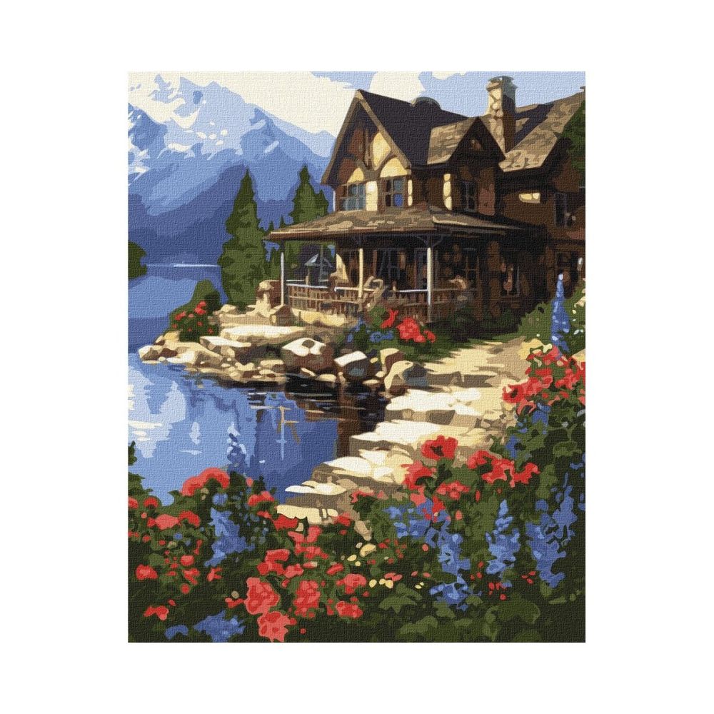 Рисуване по номера IDEYKA, с подрамка, HOUSE BY THE SEA/Къща на брега, 40х50 см