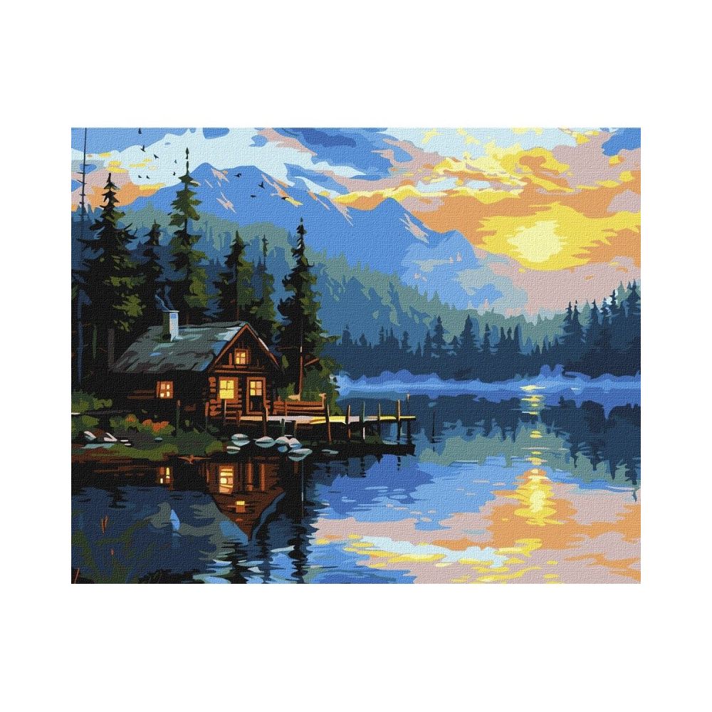 Рисуване по номера IDEYKA, с подрамка, LAKE COSINESS/Къща край езерото, 40х50 см