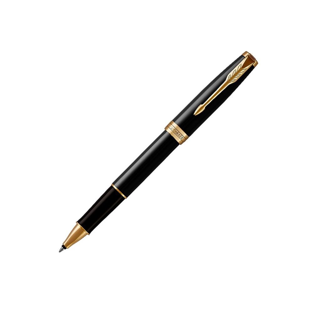 Ролер PARKER Royal Sonnet Lacquer Black GT, месингово тяло, позлатен клип, черен