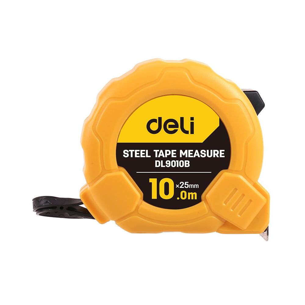 Ролетка Deli TOOLS EDL9010B, кръгла, 10 м х 25 мм, жълта