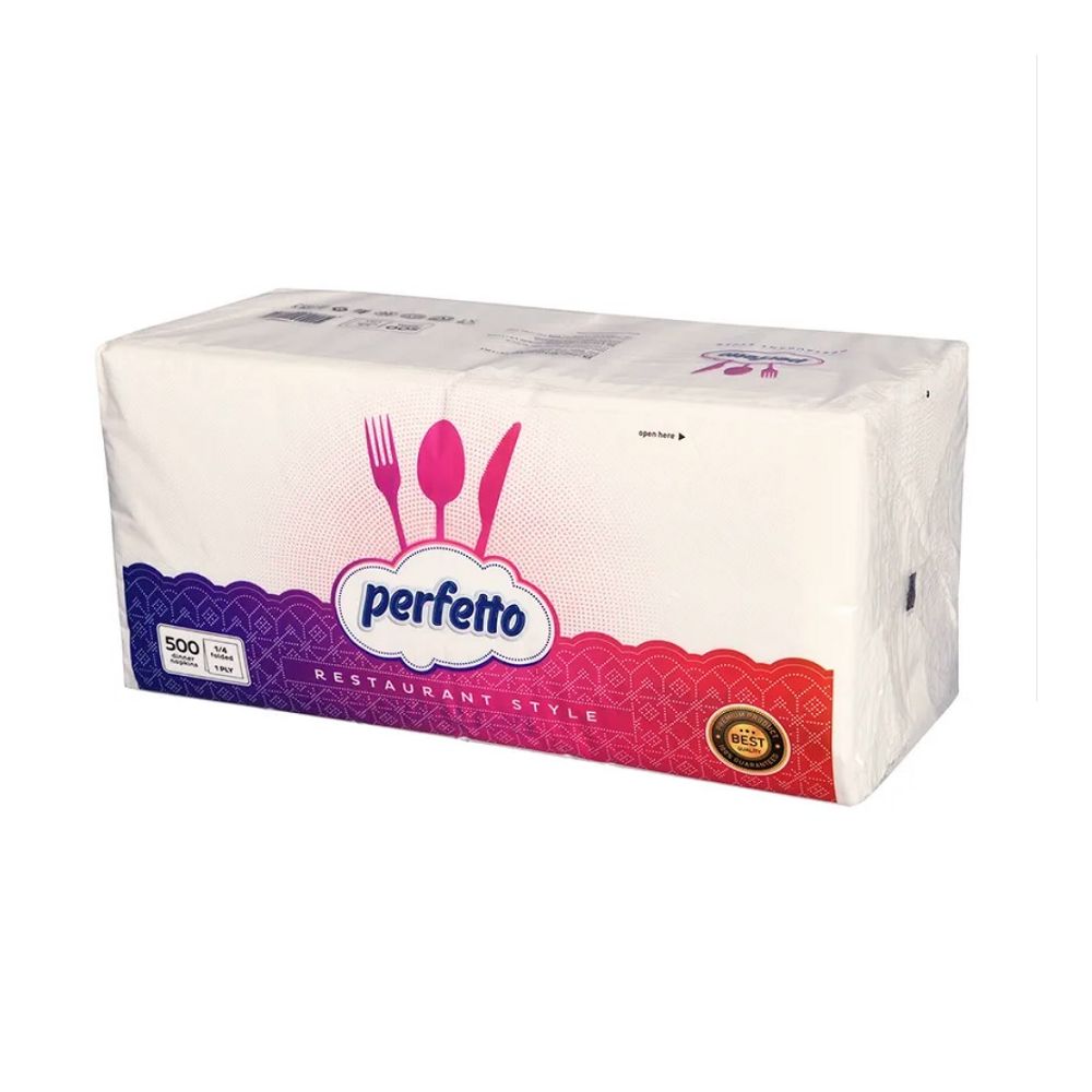 Салфетки Perfetto, бели, 33х33 см, 1 пласт, 500 бр.