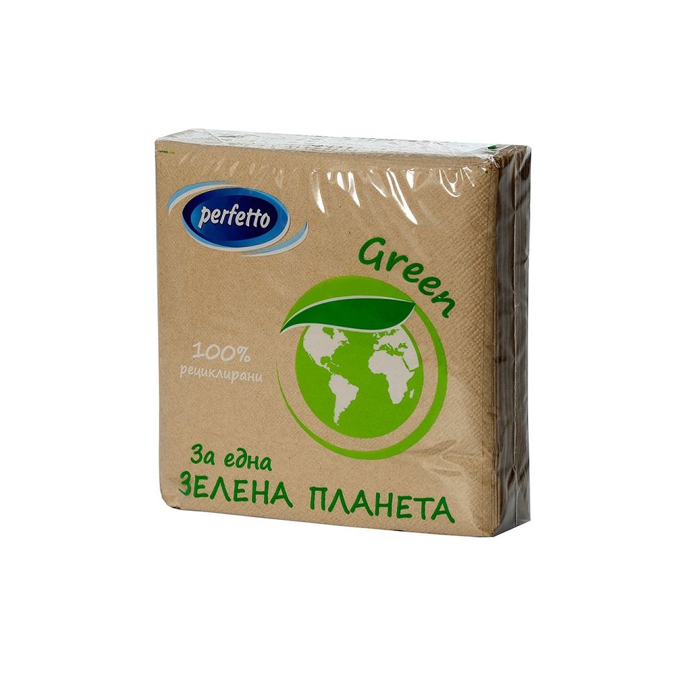 Салфетки Perfetto Eco, рециклирани, 33х33 см, 1 пласт, 60 бр