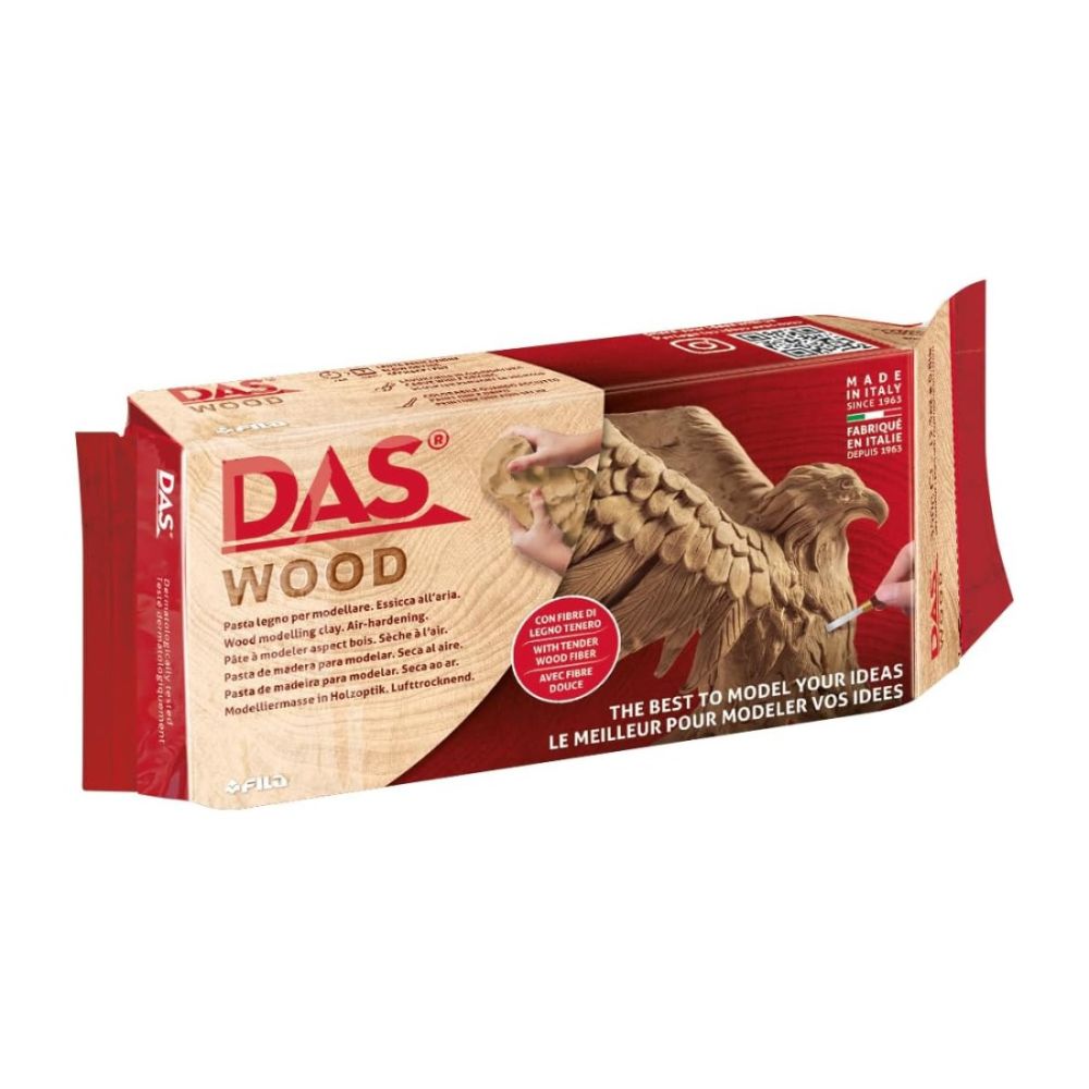 Самосъхнеща глина с дървесни влакна DAS Wood, 350 г, кафява