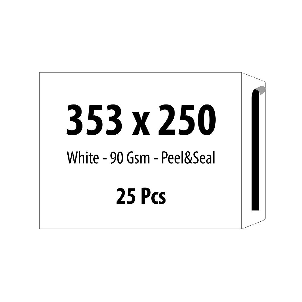 Самозалепващ плик ZRS, B4, 250х353 мм, тип джоб, 90 г, бял, 25 бр.