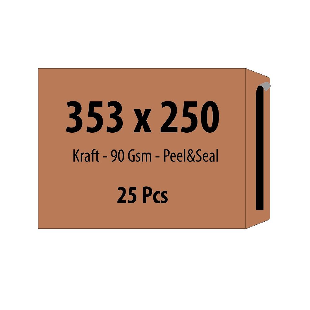 Самозалепващ плик ZRS, B4, 250х353 мм, тип джоб, с лента, 90 г, кафяв крафт, 25 бр.
