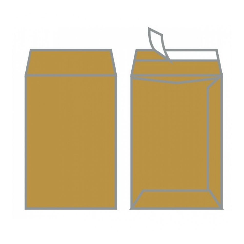 Самозалепващ плик ZRS, B4, 250х353 мм, тип джоб, с лента, 90 г, кафяв крафт, 250 бр.