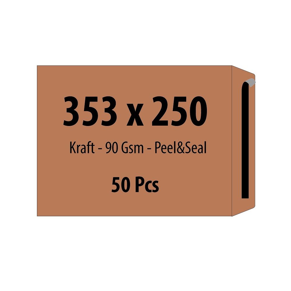Самозалепващ плик ZRS, B4, 250х353 мм, тип джоб, с лента, 90 г, кафяв крафт, 50 бр.