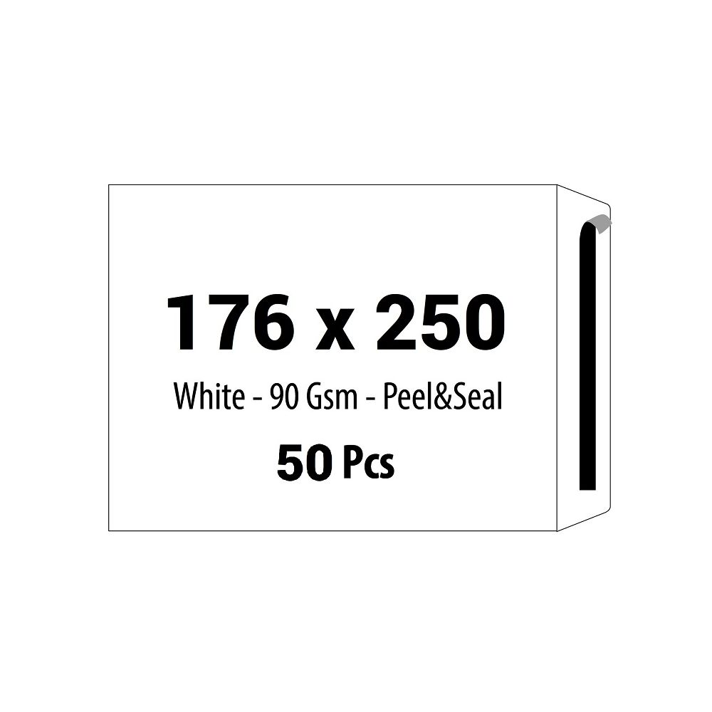 Самозалепващ плик ZRS, B5, 176х250 мм, тип джоб, 80 г, бял, 50 бр.