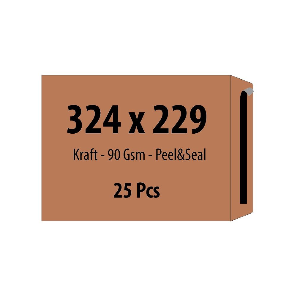 Самозалепващ плик ZRS, C4, 229х324 мм, тип джоб, с лента, 90 г, кафяв крафт, 25 бр.