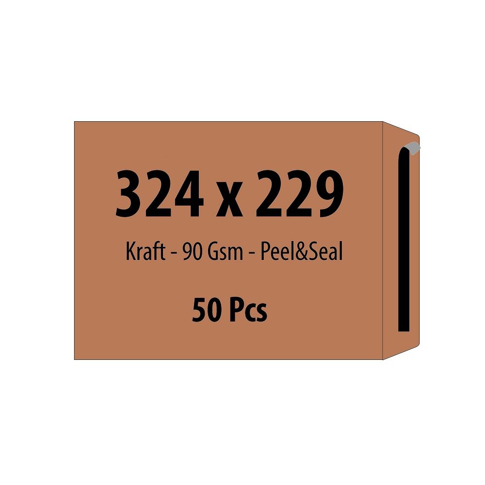 Самозалепващ плик ZRS, C4, 229х324 мм, тип джоб, с лента, 90 г, кафяв крафт, 50 бр.