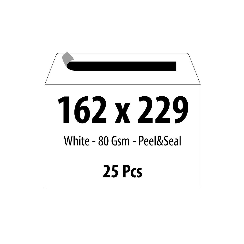 Самозалепващ плик ZRS, C5, 162х229 мм, залепване по дългата страна, 80 г, бял, 25 бр.