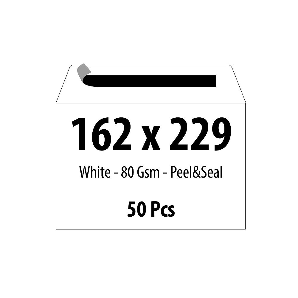 Самозалепващ плик ZRS, C5, 162х229 мм, залепване по дългата страна, 80 г, бял, 50 бр.