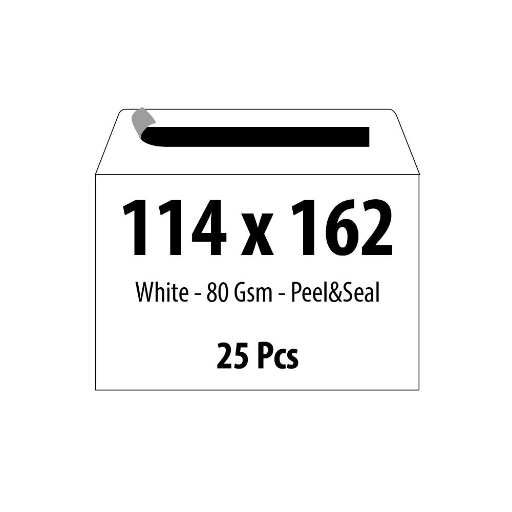 Самозалепващ плик ZRS, C6, 114х162 мм, 80 г, бял, 25 бр.