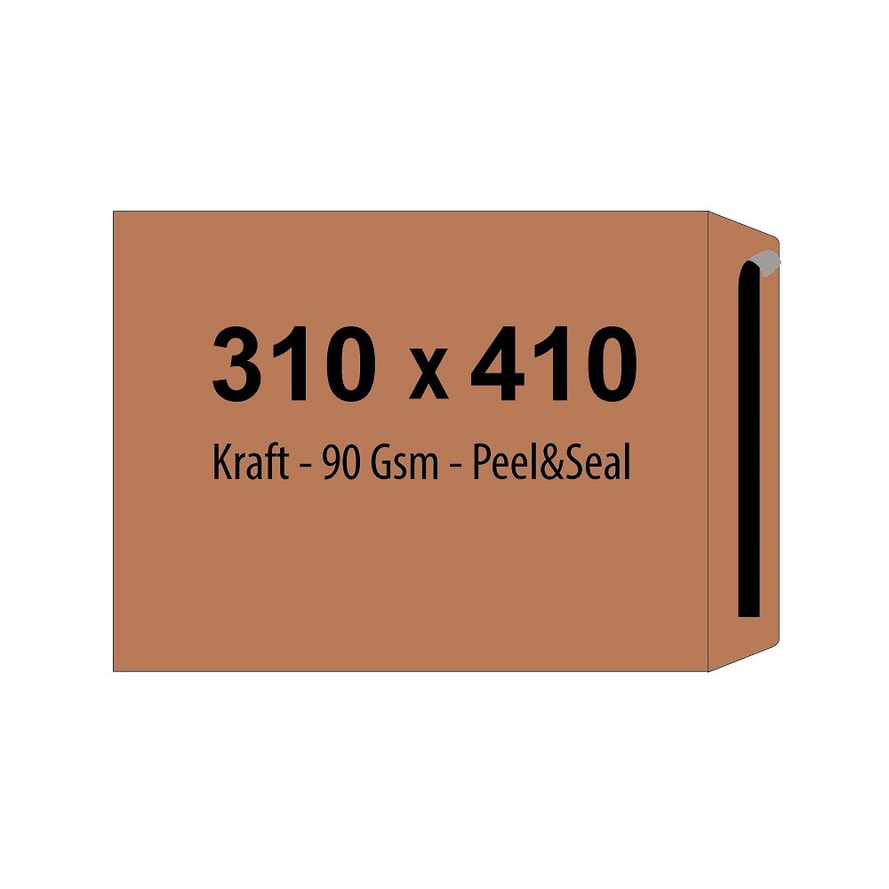 Самозалепващ плик ZRS, E4, 310х410 мм, тип джоб, с лента, 90 г, кафяв крафт 
