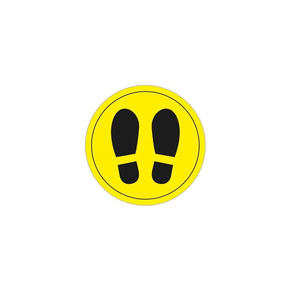 Самозалепващ стикер APLI steps, черни стъпки на жълт фон, d 13 см