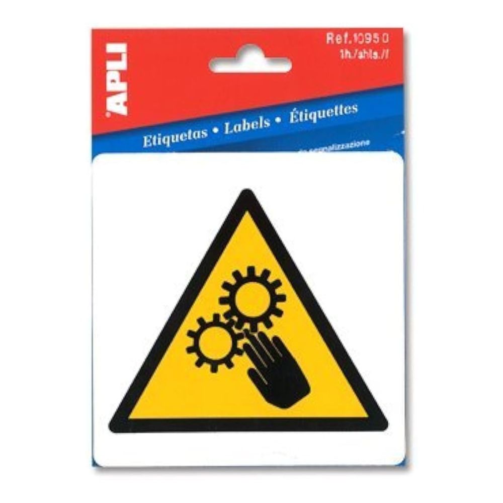 Самозалепващ знак APLI, с пиктограма Машинни валове, 11.4х11.4 см