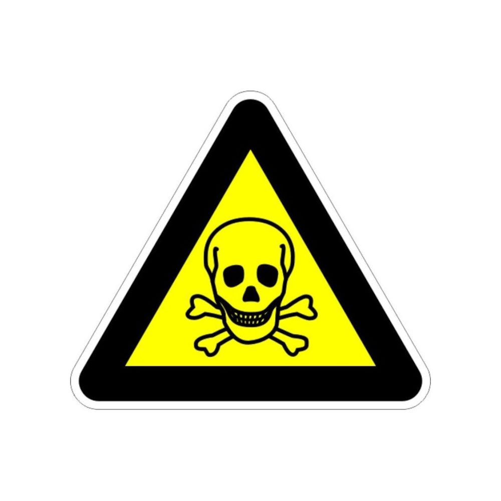 Самозалепващ знак APLI, с пиктограма Внимание, отрова!, 11.4х11.4 см,