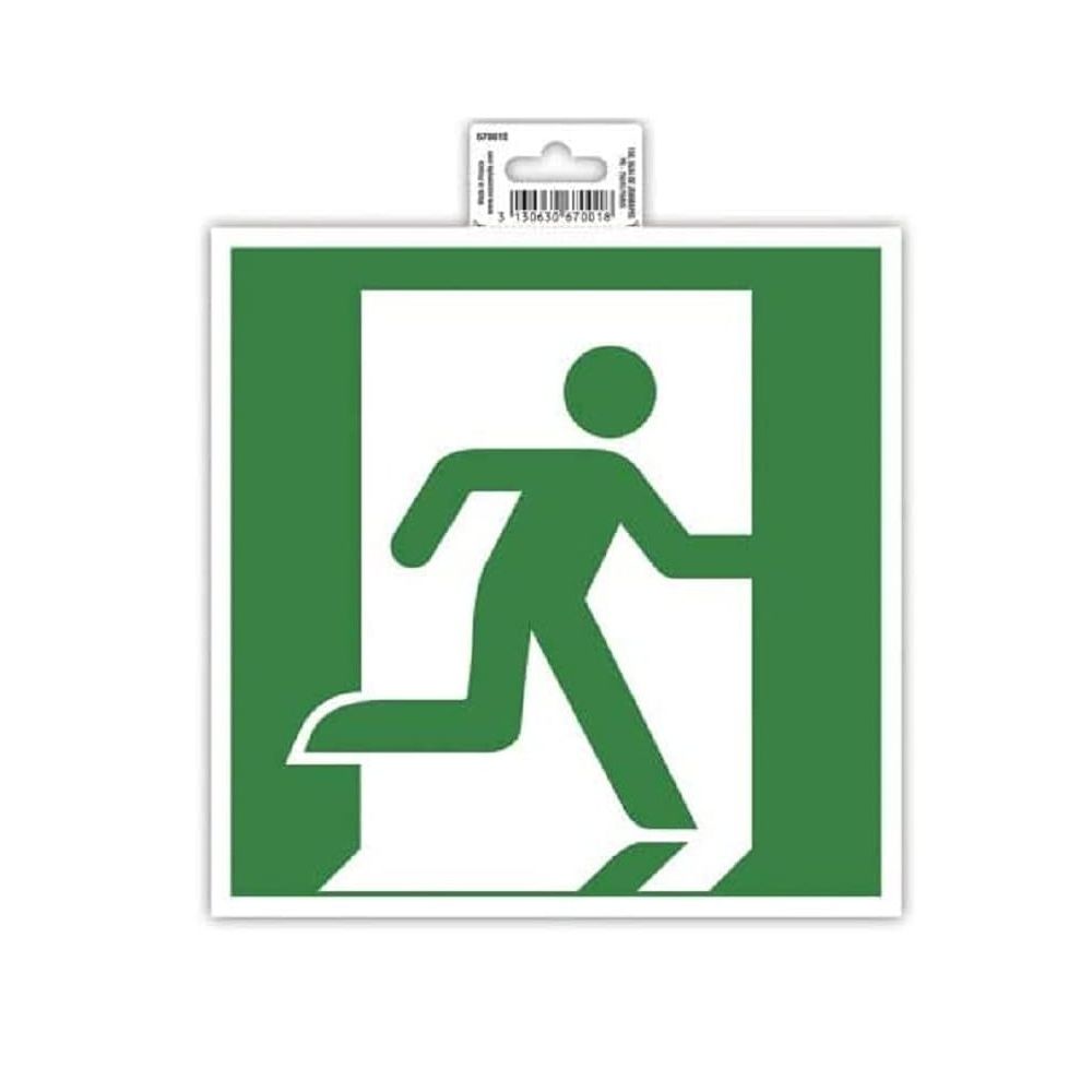 Самозалепващ знак Exacompta, с пиктограма Авариен изход надясно, 20х20 см, PVC фолио 150 mic 