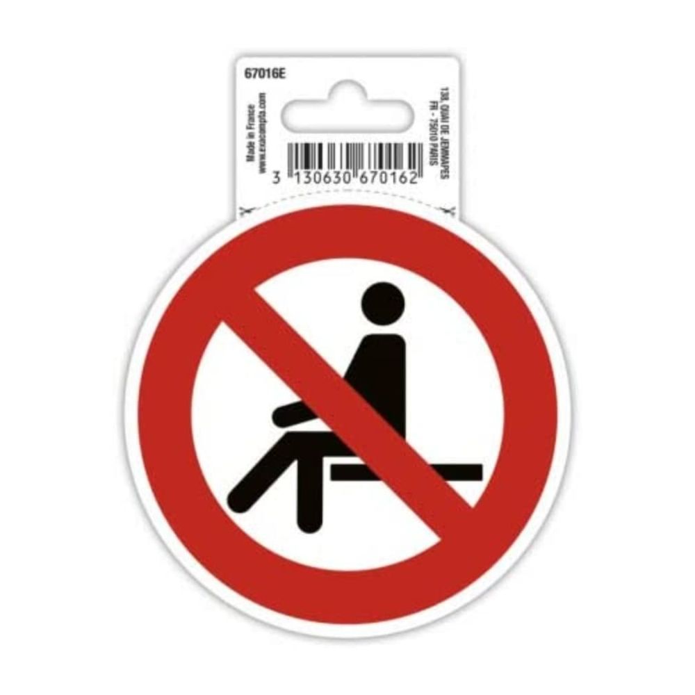 Самозалепващ знак Exacompta, с пиктограма Забранено сядането, ф10 см, PVC фолио 150 mic 