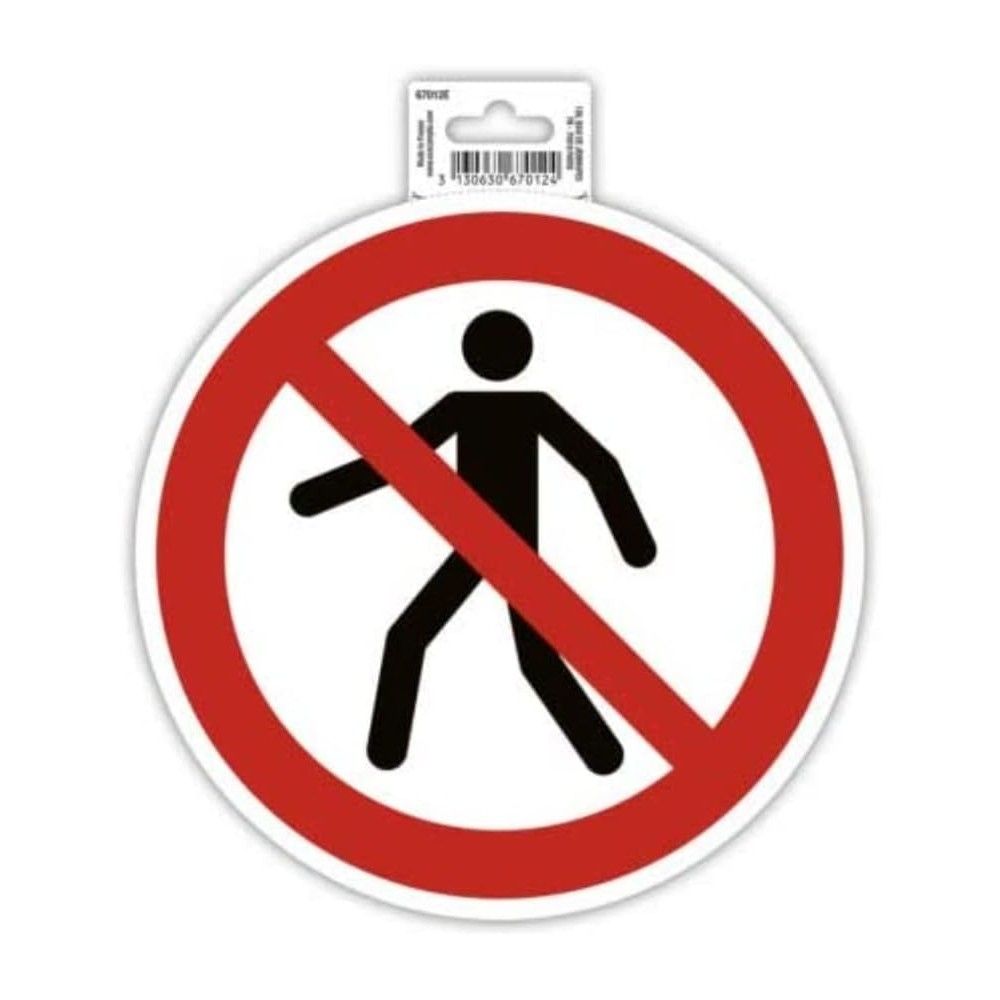 Самозалепващ знак Exacompta, с пиктограма Забранено за пешеходци ф20 см, PVC фолио 150 mic 