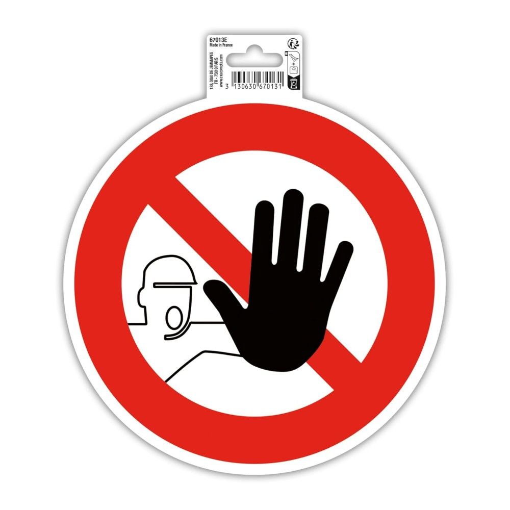 Самозалепващ знак Exacompta, с пиктограма Забранено за външни лица, ф20 см, PVC фолио 150 mic 