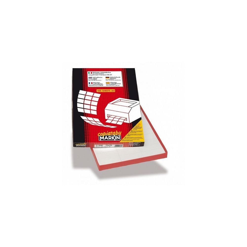 Самозалепващи етикети MARKIN Laser/Copier/Inkjet, бели, А4, 105х48 мм, 12 бр/л., 100 л.