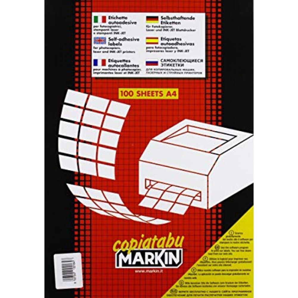 Самозалепващи етикети MARKIN Laser/Copier/Inkjet, бели, А4, 16.3x35.4 мм, 96 бр./л., 100 л.