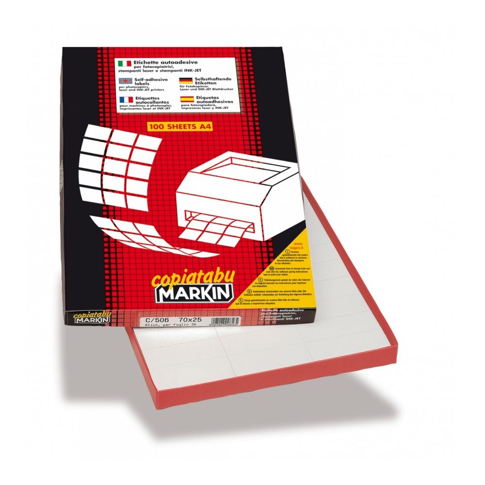 Самозалепващи етикети MARKIN Laser/Copier/Inkjet, бели, А4, 48.5x25.4мм, 44 бр./л., 100л.
