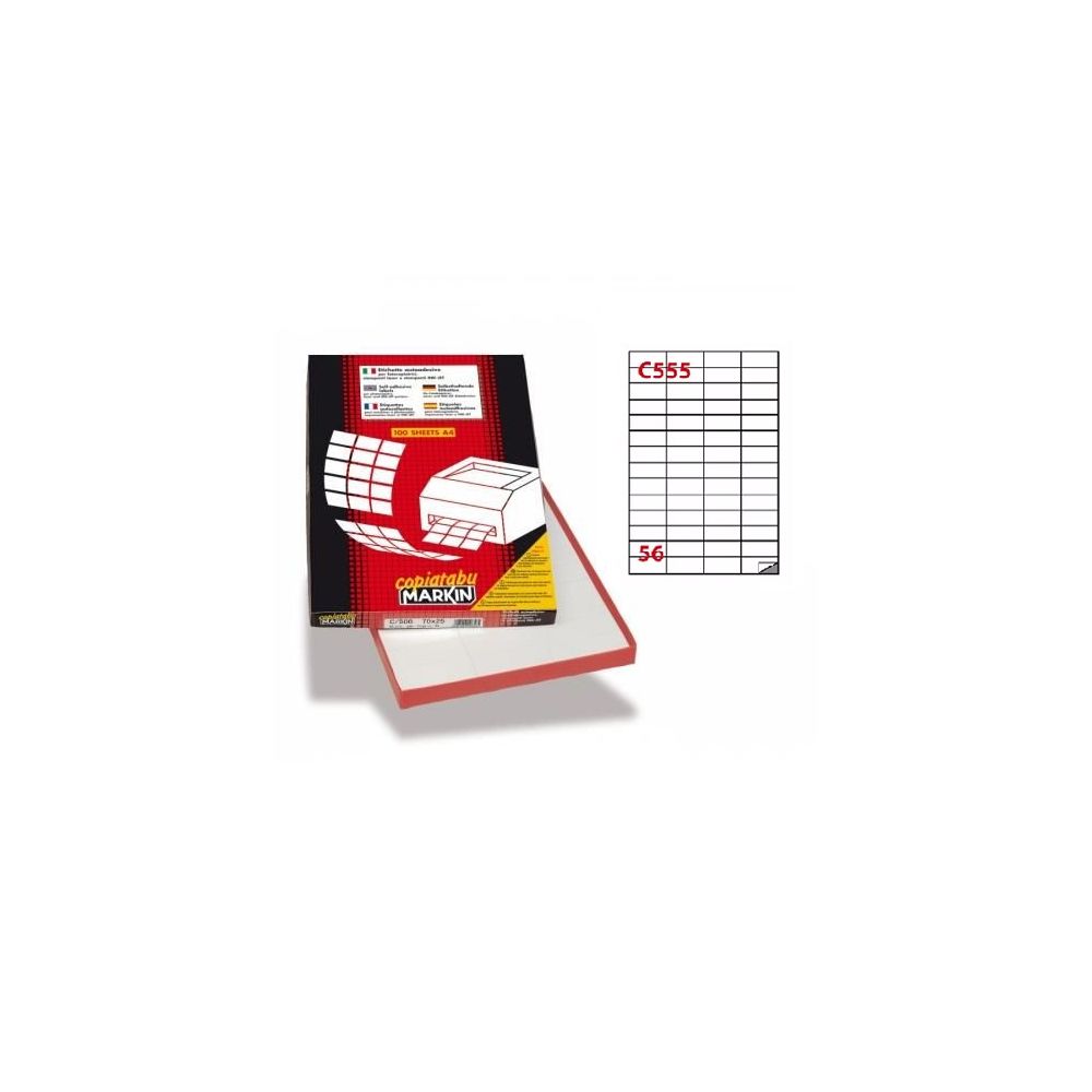 Самозалепващи етикети MARKIN Laser/Copier/Inkjet бели, А4, 52.5х21.2 мм, 56 бр./л., 100л.
