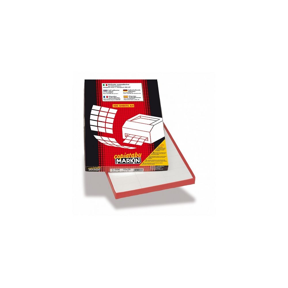 Самозалепващи етикети MARKIN Laser/Copier/Inkjet, бели, А4, 52.5х37 мм, 32 бр/л., 100 л.