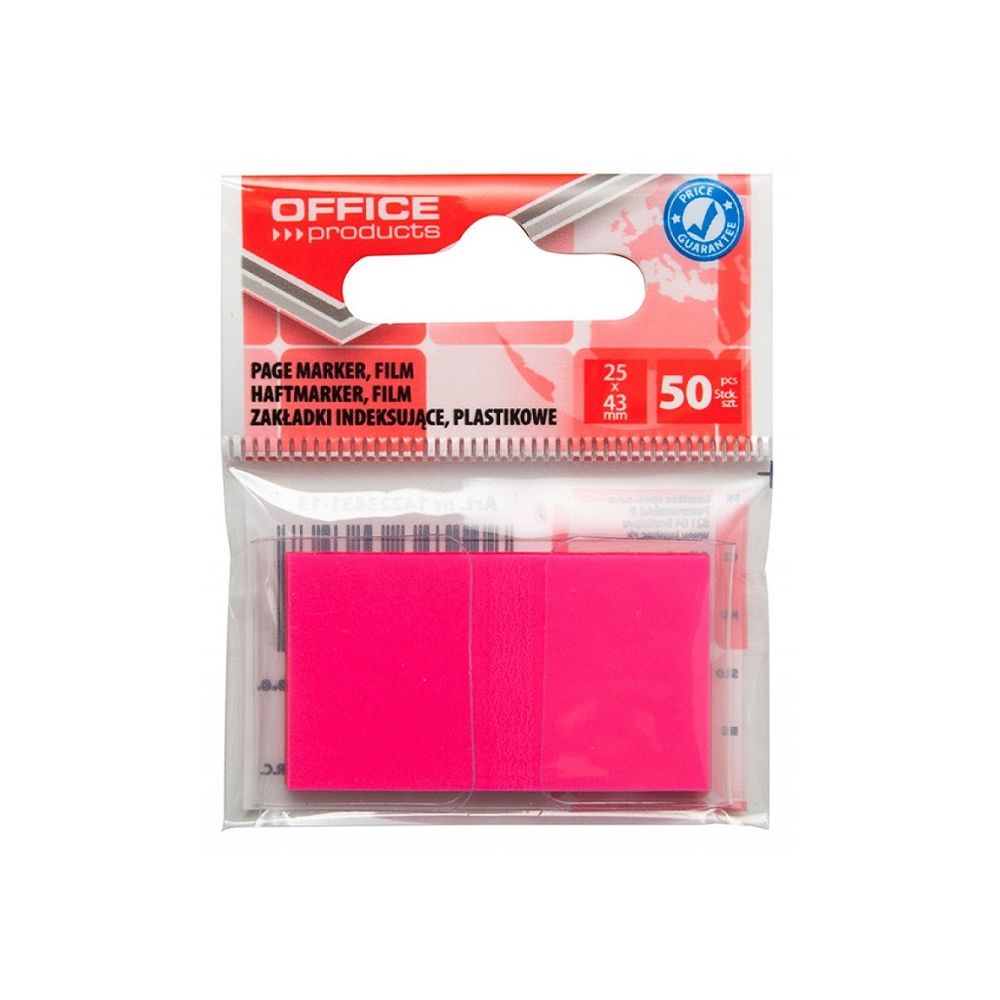 Самозалепващи индекси OFFICE PRODUCTS, PVC, 25х43 мм, 50 л., неоново розови