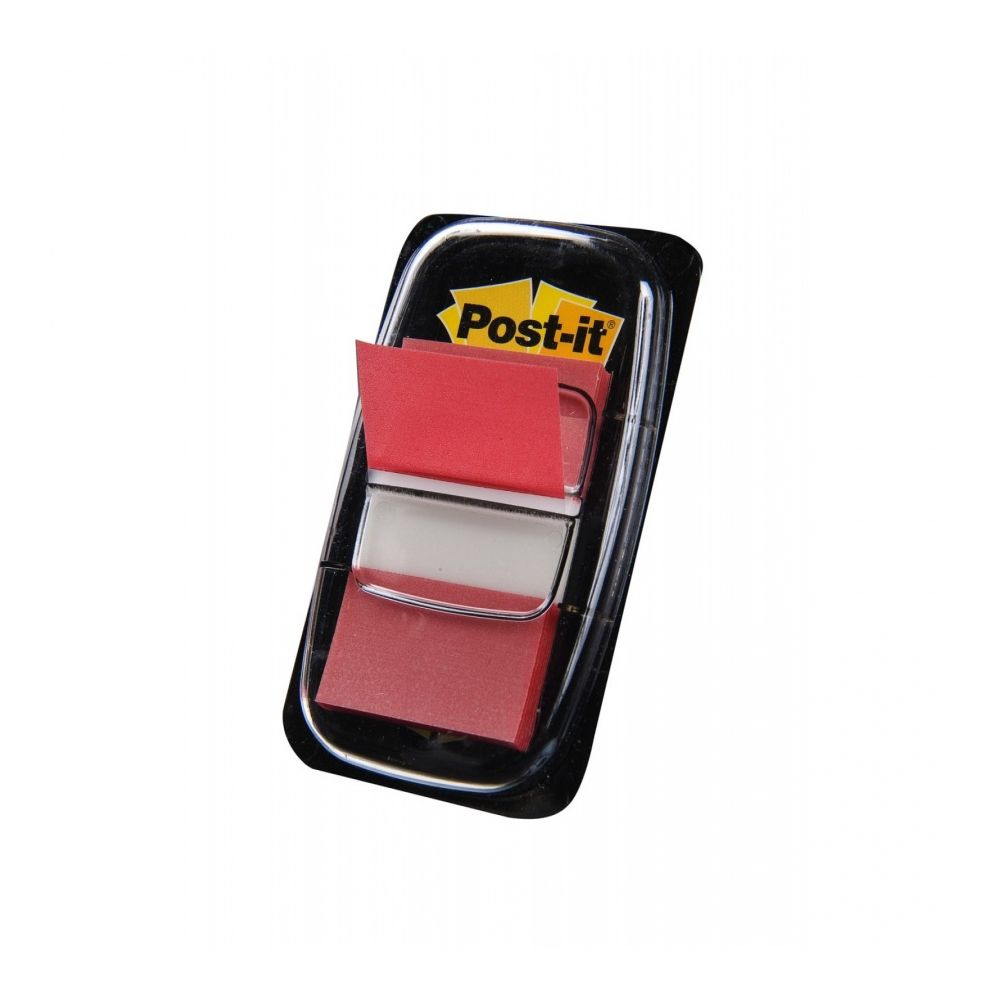 Самозалепващи индекси с диспенсър Post-it, PVC, 25х43 мм, 50 л., червени
