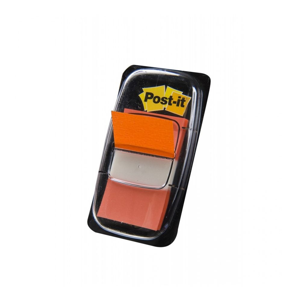 Самозалепващи индекси с диспенсър Post-it, PVC, 25х43 мм, 50 л., оранжеви