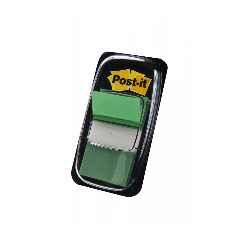 Самозалепващи индекси с диспенсър Post-it, PVC, 25х43 мм, 50 л., зелени