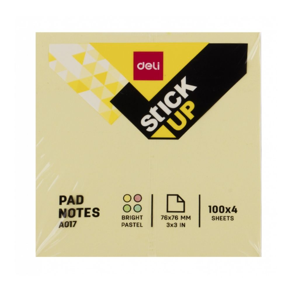 Самозалепващи кубче Deli Stick Up EA01703, 76х76 мм, 400 л., микс 4 цвята, пастелно
