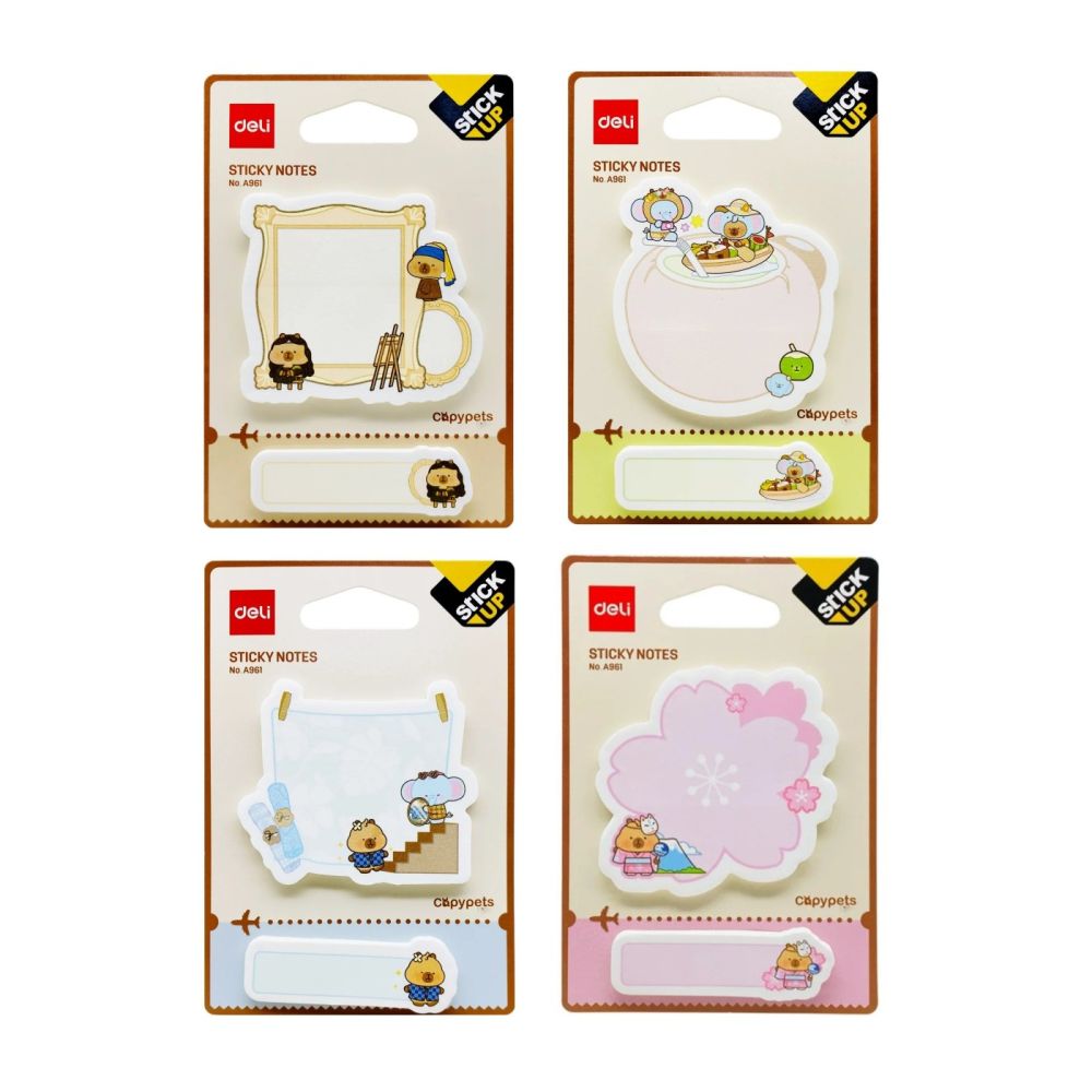 Самозалепващи листчета Deli Stick Up Capypets EA961, 65х65 мм х 30 л., 20х57 мм х 30 л.