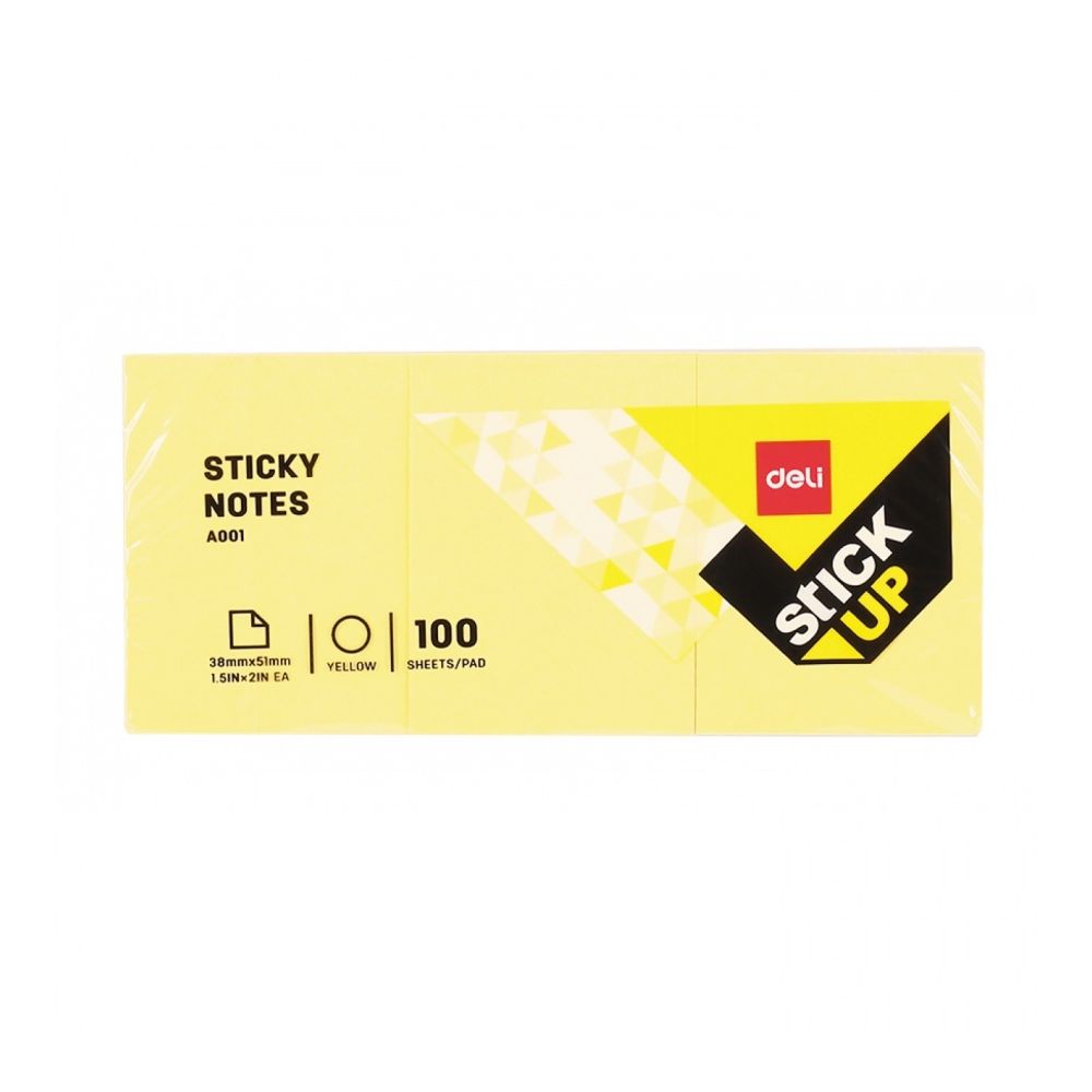 Самозалепващи листчета Deli Stick Up EA00153, 38х51 мм, 3х100 л., пастелно жълти