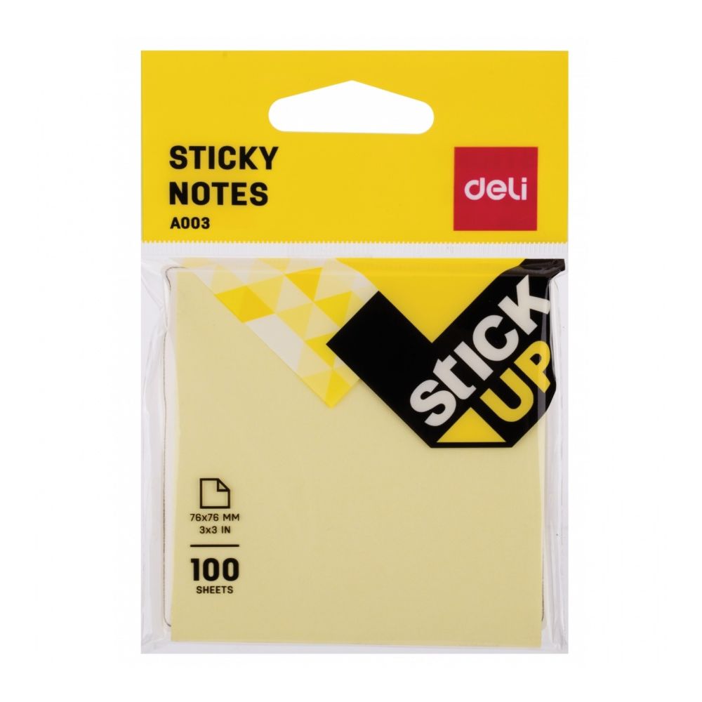 Самозалепващи листчета Deli Stick Up EA00353, 76х76 мм, 100 л., пастелно жълти